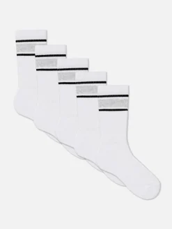 Chaussettes|Vêtements De Sport|Primark Lot De 5 Paires De Chaussettes De Sport à Rayures Blanc