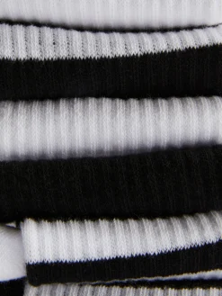 Chaussettes|Primark Lot De 5 Paires De Chaussettes De Sport à Rayures Noir/Blanc