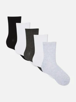 Chaussettes|Primark Lot De 5 Paires De Chaussettes Côtelées Gris