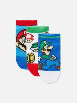 Chaussettes|Primark Lot De 3 Paires De Chaussettes Super Mario World Rouge