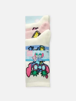 Chaussettes|Primark Lot De 3 Paires De Chaussettes Disney Lilo & Stitch Blanc