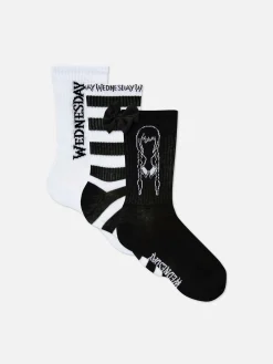Tout Halloween|Chaussettes|Primark Lot De 3 Paires De Chaussettes Mercredi Addams Noir