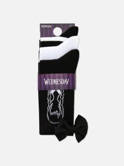 Tout Halloween|Chaussettes|Primark Lot De 3 Paires De Chaussettes Mercredi Addams Noir