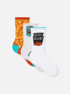 Chaussettes|Primark Lot De 3 Paires De Chaussettes Heinz Beans Turquoise