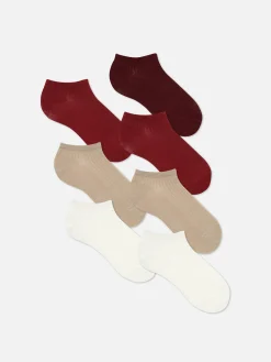 Chaussettes|Primark Lot De 7 Paires De Chaussettes Colorées Pour Baskets Rouge
