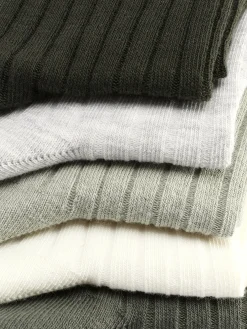 Chaussettes|Primark Lot De 5 Paires De Chaussettes Côtelées Vert olive