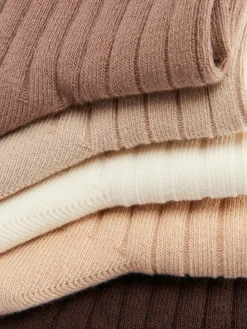 Chaussettes|Primark Lot De 5 Paires De Chaussettes Côtelées Marron clair