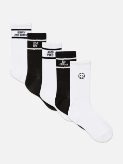 Chaussettes|Primark Lot De 5 Paires De Chaussettes Blanc/Noir