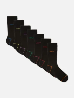 Chaussettes|Primark Lot De 7 Paires De Chaussettes Jours De La Semaine Noir