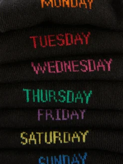 Chaussettes|Primark Lot De 7 Paires De Chaussettes Jours De La Semaine Noir