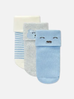 Chaussettes Et Collants|Primark Lot De 3 Paires De Chaussettes à Revers Bleu