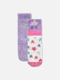 Chaussettes Et Collants|Primark Lot De 2 Paires De Chaussettes Chaudes Licorne Rose
