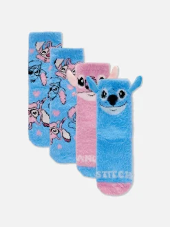 Chaussettes Et Collants|Primark Lot De 2 Paires De Chaussettes Chaudes Disney Lilo & Stitch Angel Bleu