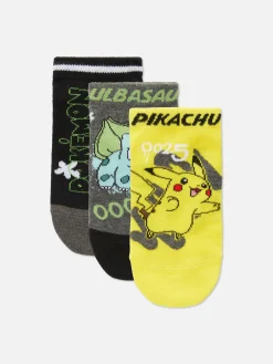 Chaussettes|Primark Lot De 3 Paires De Chaussettes Pour Baskets Pokémon Jaune