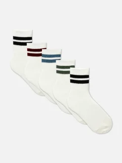 Chaussettes|Primark Lot De 5 Paires De Chaussettes De Sport à Rayures Écru