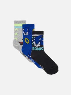 Chaussettes|Primark Lot De 3 Paires De Chaussettes Sonic Le Hérisson Bleu