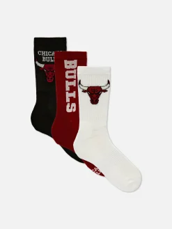 Chaussettes|Primark Lot De 3 Paires De Chaussettes NBA Chicago Bulls Multicolore