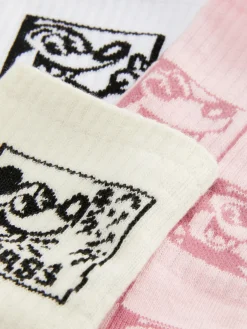 Chaussettes|Primark Lot De 3 Paires De Chaussettes Disney Mickey Mouse X Keith Haring Rouge