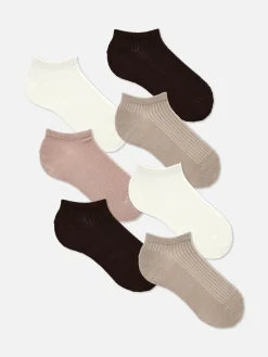 Chaussettes|Primark Lot De 7 Paires De Chaussettes Pour Baskets Ton Sur Ton Écru