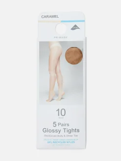 Collants|Primark Lot De 5 Paires De Collants Brillants 10 Deniers Caramel