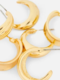 Bijoux|Primark Lot De 3 Paires De Créoles Variées Jaune