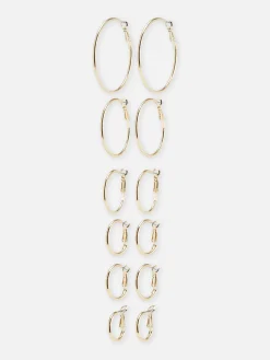 Bijoux|Primark Lot De 6 Paires De Créoles De Tailles Variées Jaune