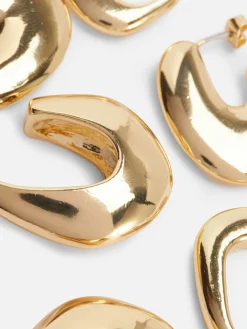 Bijoux|Primark Lot De 3 Paires De Créoles Oblongues Jaune