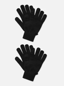 Chapeaux, Gants Et Écharpes|Primark Lot De 2 Paires De Gants Tricotés Noir