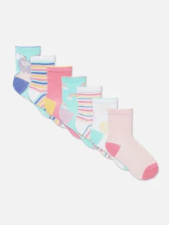 Chaussettes Et Collants|Primark Lot De 7 Paires De Socquettes à Motif Licorne Multicolore
