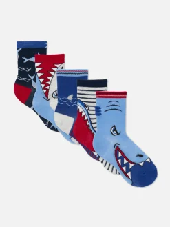Chaussettes|Primark Lot De 5 Paires De Socquettes Requin Bleu