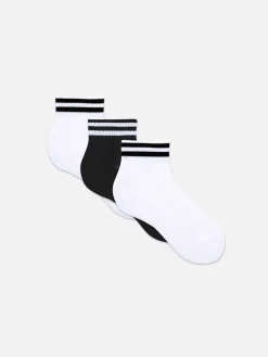 Chaussettes|Primark Lot De 3 Paires De Socquettes à Rayures Noir/Blanc