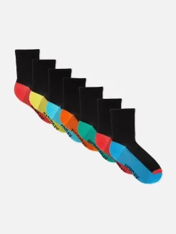 Chaussettes|Primark Lot De 7 Paires De Socquettes Jours De La Semaine Noir