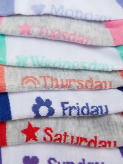 Chaussettes Et Collants|Primark Lot De 7 Paires De Socquettes Jours De La Semaine Blanc