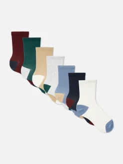Chaussettes|Primark Lot De 7 Paires De Socquettes Color Block Multicolore