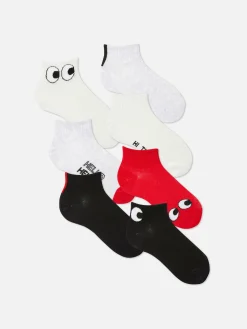 Chaussettes|Primark Lot De 7 Paires De Socquettes à Motifs Yeux Rouge