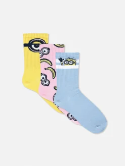 Chaussettes|Primark Lot De 3 Paires De Socquettes Les Minions Jaune