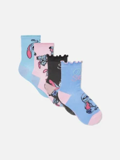 Chaussettes Et Collants|Primark Lot De 4 Paires De Socquettes Disney Stitch Bleu