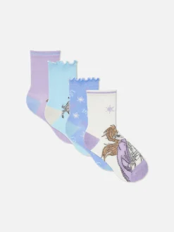 Chaussettes Et Collants|Primark Lot De 4 Paires De Socquettes Disney La Reine Des Neiges Bleu
