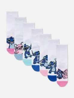 Chaussettes Et Collants|Primark Lot De 7 Paires De Socquettes Disney Lilo & Stitch Angel Multicolore