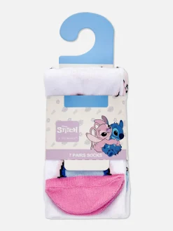 Chaussettes Et Collants|Primark Lot De 7 Paires De Socquettes Disney Lilo & Stitch Angel Multicolore