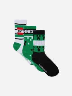 Chaussettes|Primark Lot De 3 Paires De Socquettes Minecraft Vert