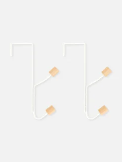 Solutions De Rangement Murales Et Cintres|Primark Lot De 2 Porte-manteaux à Bouton En Bois Blanc