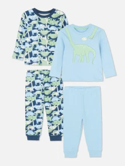 Pyjamas Et Vêtements De Nuit|Primark Lot De 2 Pyjamas à Manches Longues Et Motifs Variés Bleu