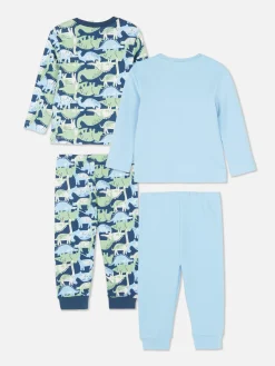 Pyjamas Et Vêtements De Nuit|Primark Lot De 2 Pyjamas à Manches Longues Et Motifs Variés Bleu