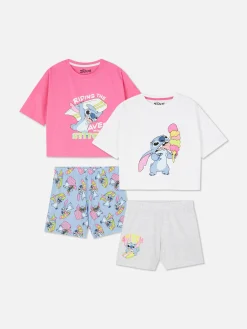 Pyjamas Et Vêtements De Nuit|Primark Lot De 2 Pyjamas à Manches Courtes Disney Lilo & Stitch Blanc