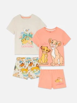 Pyjamas Et Vêtements De Nuit|Primark Lot De 2 Pyjamas à Manches Courtes Disney Le Roi Lion 30e Anniversaire Corail