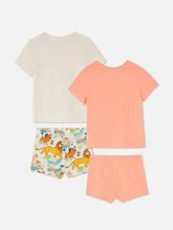 Pyjamas Et Vêtements De Nuit|Primark Lot De 2 Pyjamas à Manches Courtes Disney Le Roi Lion 30e Anniversaire Corail