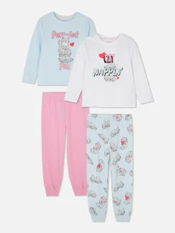 Pyjamas Et Vêtements De Nuit|Primark Lot De 2 Pyjamas Longs à Motif Chat Multicolore