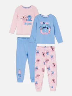 Pyjamas Et Vêtements De Nuit|Primark Lot De 2 Pyjamas Longs Disney Stitch & Angel Multicolore