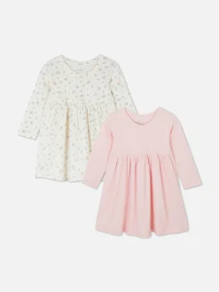 Robes Et Jupes|Primark Lot De 2 Robes Côtelées à Manches Longues Multicolore